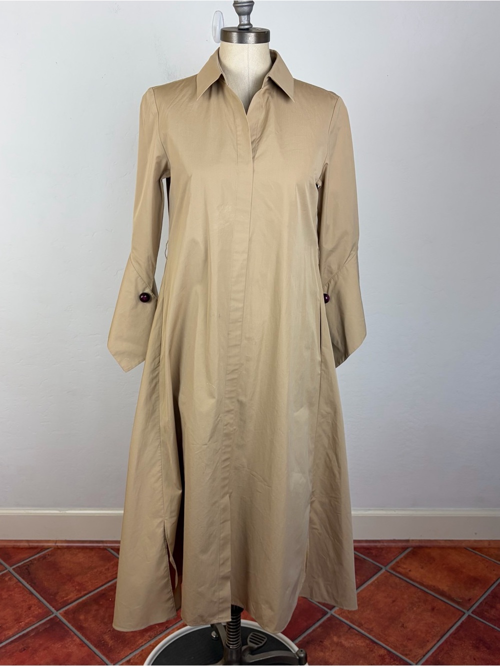 Lafayette 148 New York Tan Oversized Popover Dress